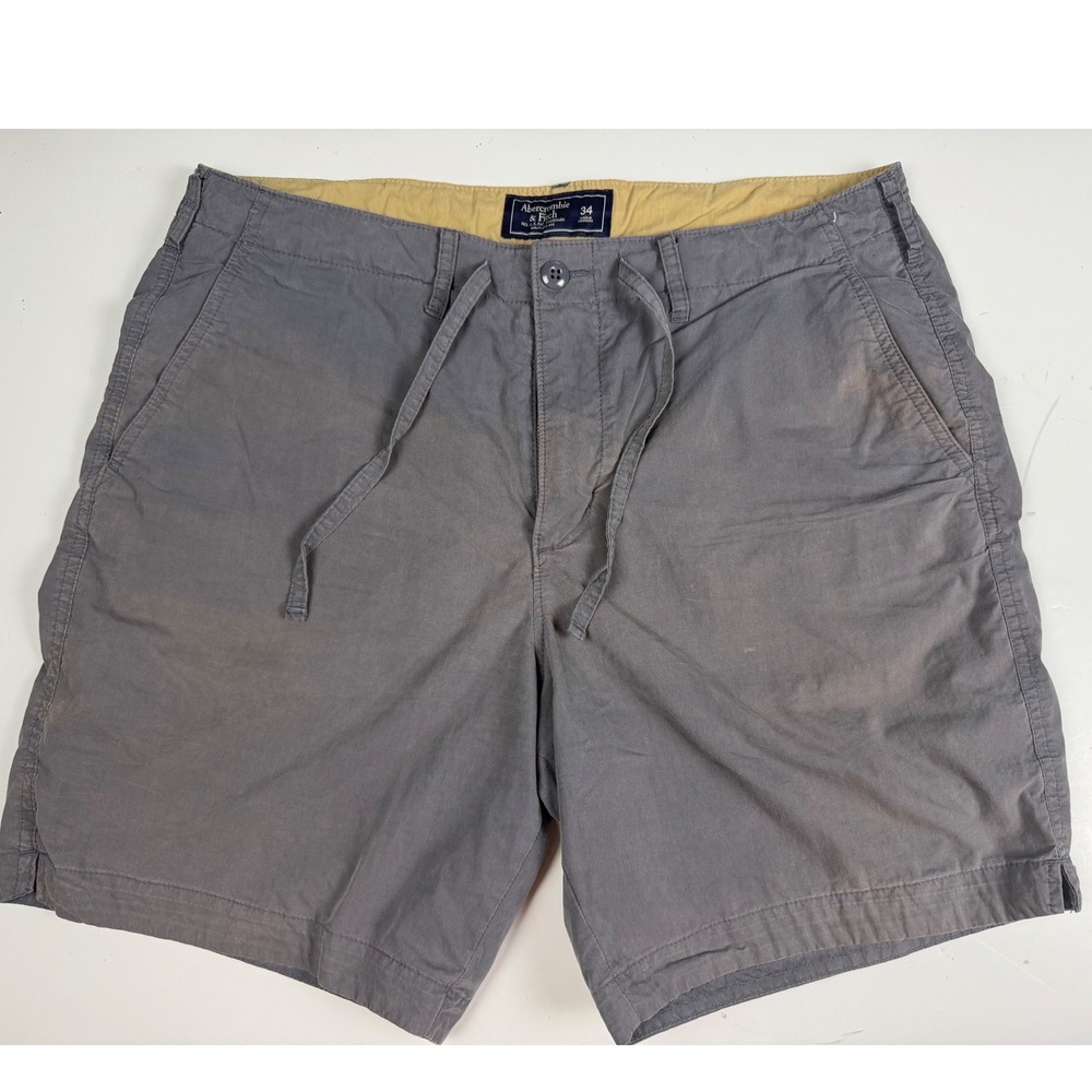 Abercrombie & Fitch Mens Chino Shorts Gray Size 34 Casual Preppy Fratwear Summer